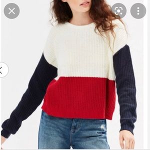 Pacsun la hearts coloblock red white and blue sweater